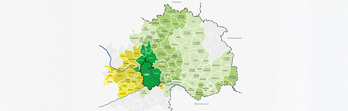 Übersichtskarte vom Versorgungsgebiet der LINZ NETZ GmbH
